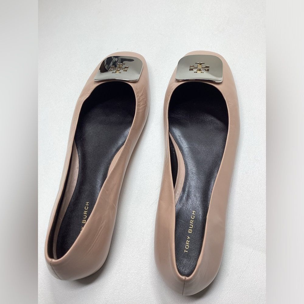 Tory Burch Georgia Leather Ballerina Pink Shoes Size 10.5 - Picture 3 of 12